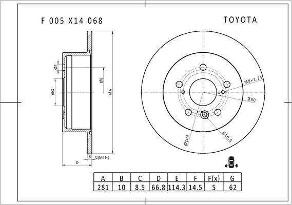 BOSCH F 005 X14 068 - Bremžu diski autospares.lv