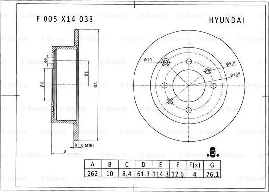 BOSCH F 005 X14 038 - Bremžu diski www.autospares.lv