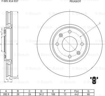 BOSCH F 005 X14 037 - Тормозной диск www.autospares.lv