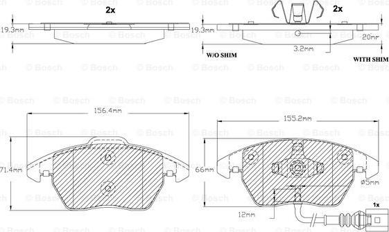 BOSCH F 03B 150 155 - Тормозные колодки, дисковые, комплект www.autospares.lv