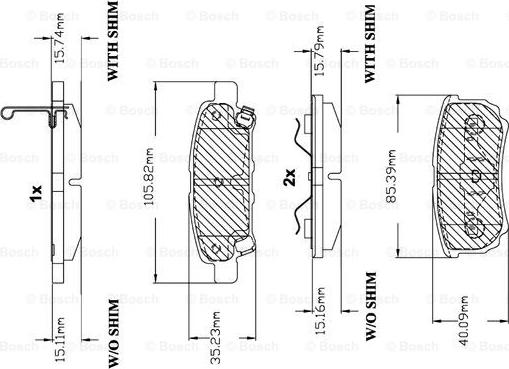 BOSCH F 03B 150 139 - Тормозные колодки, дисковые, комплект www.autospares.lv