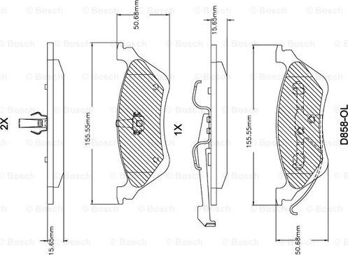 BOSCH F 03B 150 303 - Bremžu uzliku kompl., Disku bremzes autospares.lv