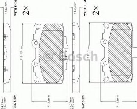 BOSCH F 03B 150 384 - Тормозные колодки, дисковые, комплект www.autospares.lv