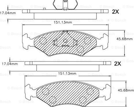 BOSCH F 03B 150 253 - Bremžu uzliku kompl., Disku bremzes autospares.lv