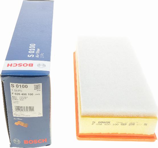 BOSCH F 026 400 100 - Воздушный фильтр, двигатель www.autospares.lv