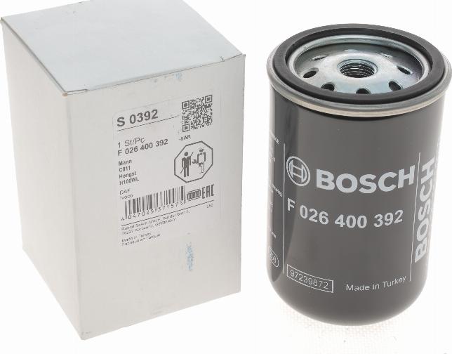 BOSCH F 026 400 392 - Gaisa filtrs www.autospares.lv