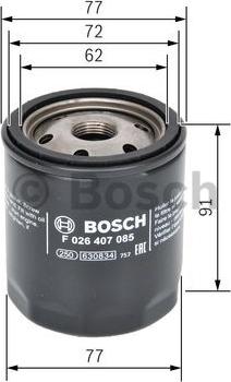 BOSCH F 026 407 085 - Eļļas filtrs www.autospares.lv