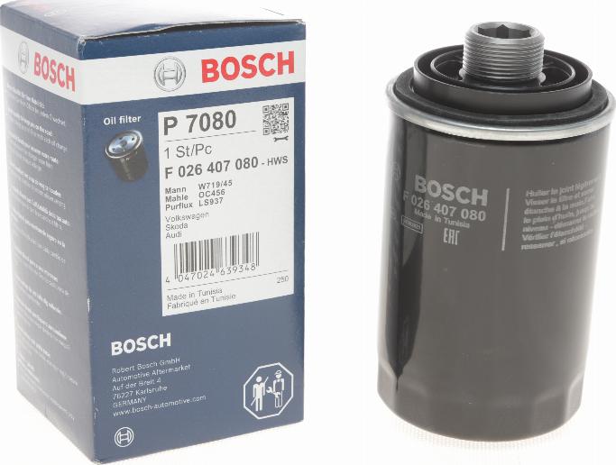 BOSCH F 026 407 080 - Eļļas filtrs www.autospares.lv