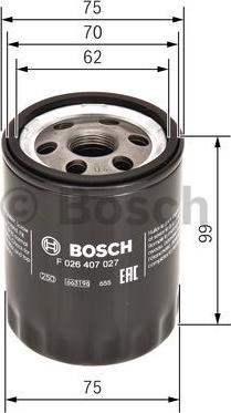 BOSCH F 026 407 027 - Eļļas filtrs autospares.lv