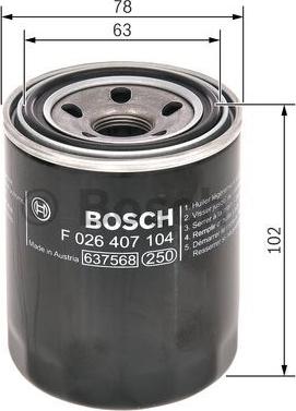 BOSCH F 026 407 104 - Eļļas filtrs www.autospares.lv