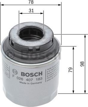 BOSCH F 026 407 183 - Eļļas filtrs www.autospares.lv