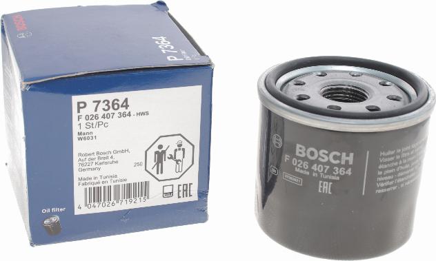 BOSCH F 026 407 364 - Масляный фильтр www.autospares.lv