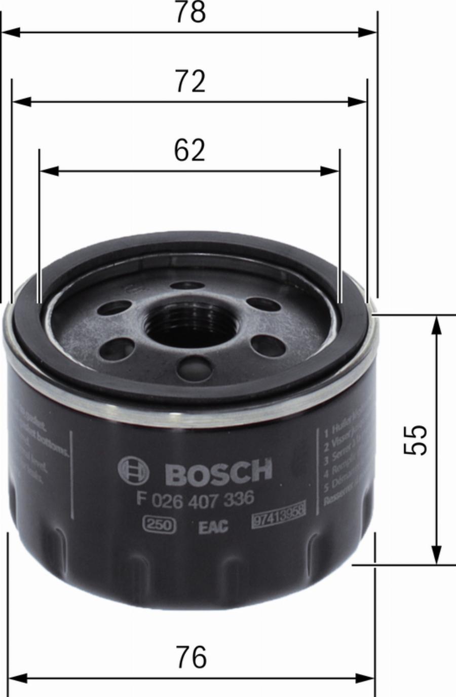 BOSCH F 026 407 336 - Eļļas filtrs www.autospares.lv