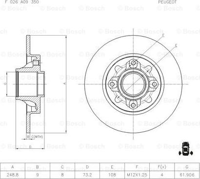 BOSCH F 026 A09 350 - Brake Disc www.autospares.lv