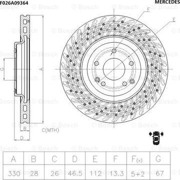 BOSCH F 026 A09 364 - Bremžu diski www.autospares.lv