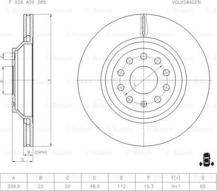 BOSCH F 026 A09 385 - Bremžu diski www.autospares.lv