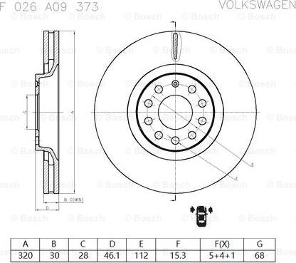 BOSCH F 026 A09 373 - Bremžu diski www.autospares.lv