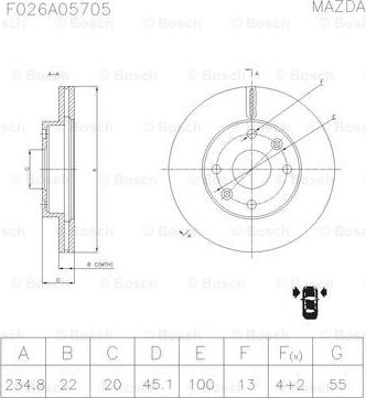 BOSCH F 026 A05 705 - Bremžu diski www.autospares.lv