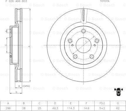 BOSCH F 026 A06 803 - Bremžu diski www.autospares.lv