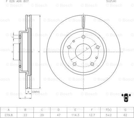 BOSCH F 026 A06 807 - Bremžu diski www.autospares.lv