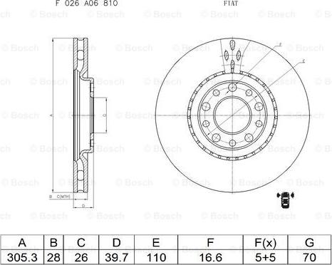 BOSCH F 026 A06 810 - Bremžu diski www.autospares.lv