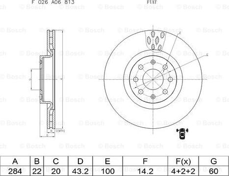 BOSCH F 026 A06 813 - Bremžu diski autospares.lv