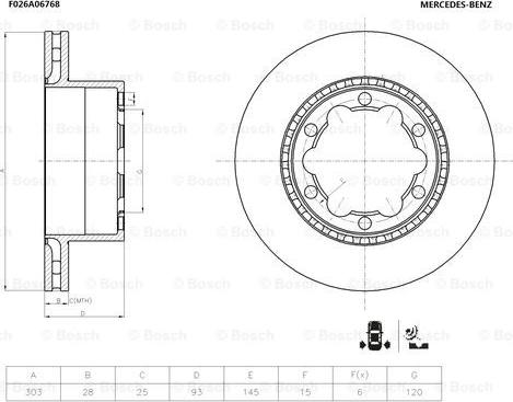 BOSCH F 026 A06 768 - Bremžu diski www.autospares.lv