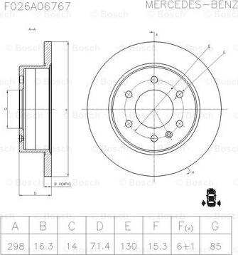 BOSCH F 026 A06 767 - Bremžu diski www.autospares.lv