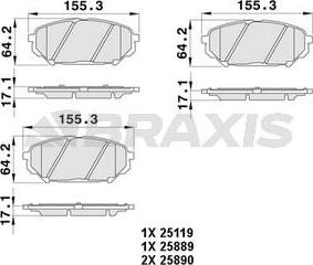 Braxis AA0443 - Bremžu uzliku kompl., Disku bremzes www.autospares.lv