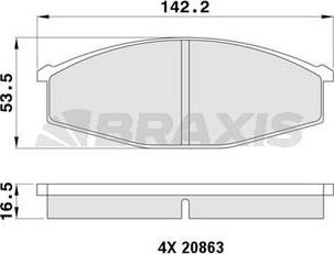 Braxis AA0400 - Bremžu uzliku kompl., Disku bremzes www.autospares.lv