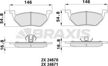 Braxis AA0410 - Bremžu uzliku kompl., Disku bremzes www.autospares.lv