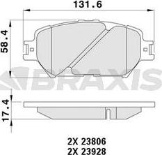 Braxis AA0483 - Bremžu uzliku kompl., Disku bremzes www.autospares.lv