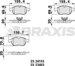 Braxis AA0487 - Bremžu uzliku kompl., Disku bremzes autospares.lv