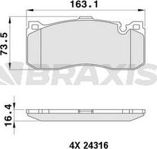 Braxis AA0437 - Bremžu uzliku kompl., Disku bremzes www.autospares.lv