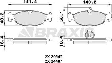 Braxis AA0470 - Тормозные колодки, дисковые, комплект www.autospares.lv