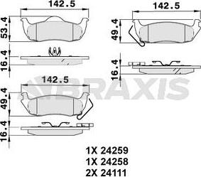 Braxis AA0506 - Bremžu uzliku kompl., Disku bremzes www.autospares.lv