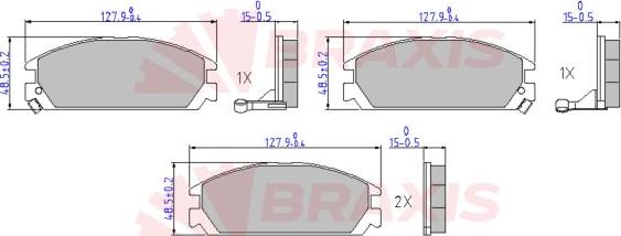 Braxis AA0645 - Тормозные колодки, дисковые, комплект www.autospares.lv