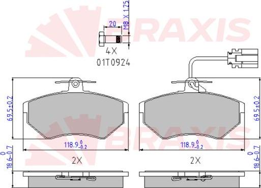 Braxis AA0653 - Тормозные колодки, дисковые, комплект www.autospares.lv