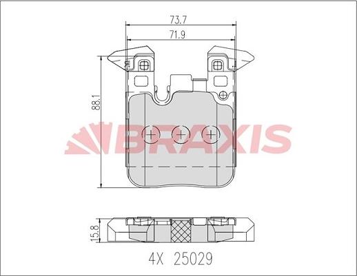 Braxis AA0657 - Bremžu uzliku kompl., Disku bremzes www.autospares.lv