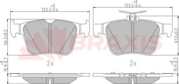 Braxis AA0605 - Тормозные колодки, дисковые, комплект www.autospares.lv