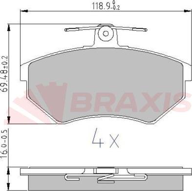 Braxis AA0607 - Тормозные колодки, дисковые, комплект www.autospares.lv