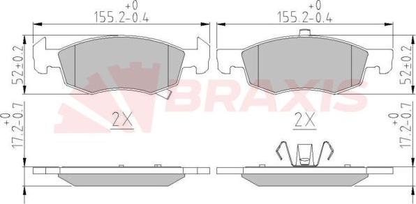 Braxis AA0612 - Bremžu uzliku kompl., Disku bremzes www.autospares.lv