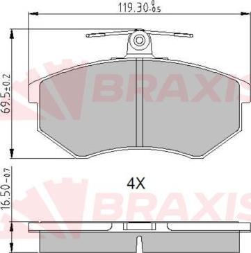 Braxis AA0634 - Тормозные колодки, дисковые, комплект www.autospares.lv