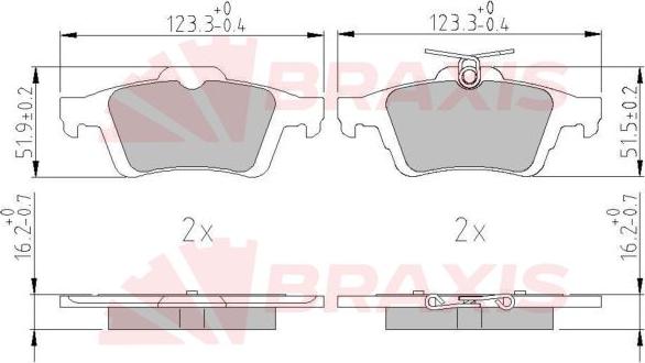 Braxis AA0629 - Bremžu uzliku kompl., Disku bremzes www.autospares.lv