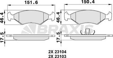 Braxis AA0096 - Bremžu uzliku kompl., Disku bremzes www.autospares.lv