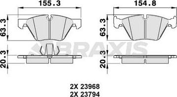 Braxis AA0090 - Тормозные колодки, дисковые, комплект www.autospares.lv