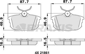 Braxis AA0093 - Bremžu uzliku kompl., Disku bremzes www.autospares.lv