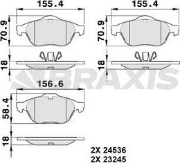 Braxis AA0092 - Тормозные колодки, дисковые, комплект www.autospares.lv