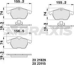 Braxis AA0064 - Bremžu uzliku kompl., Disku bremzes autospares.lv