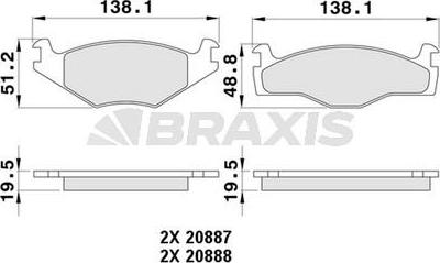 Braxis AA0065 - Bremžu uzliku kompl., Disku bremzes autospares.lv